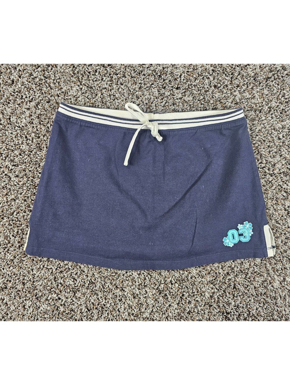 Vintage Y2K Green Dog Girls Sz L Cotton Mini Skirt Skort Navy Blue